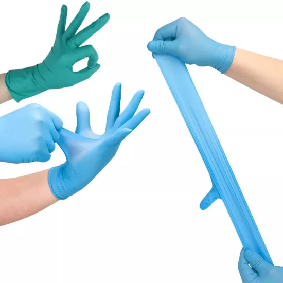 Malaysia Factory Safety Einweg-Handschuhe für schwere Arbeitsuntersuchungen in Blau aus Nitril/Vinyl/PVC/Gummi/Latex/